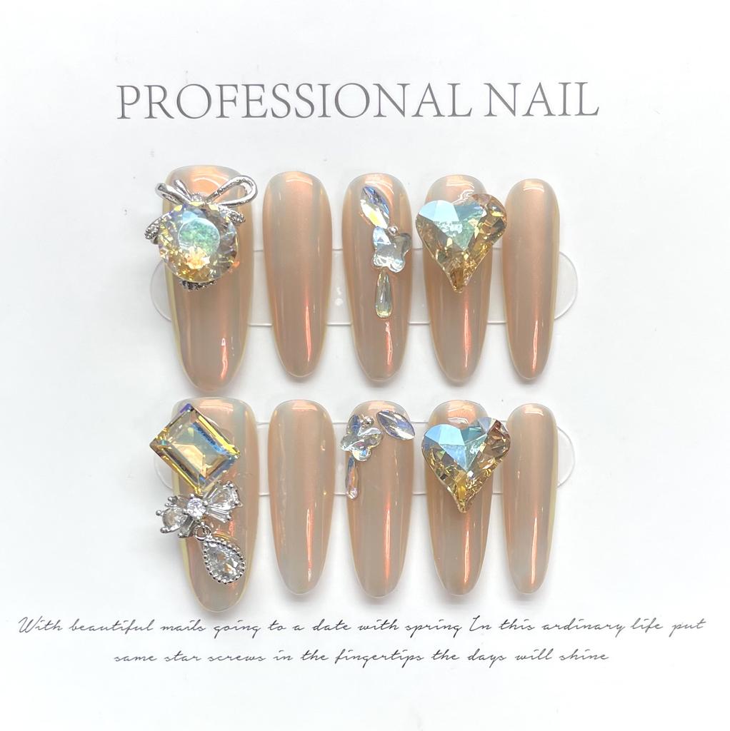 10pcs/set Purely Handmade Wearable Nails Removable Nail Art French Simple False Nails Finished Long and Short Nails