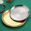 1PC Barbecue Plate Round Plate Fruit Vegetables Plate Gold Silver Color Stainless Steel