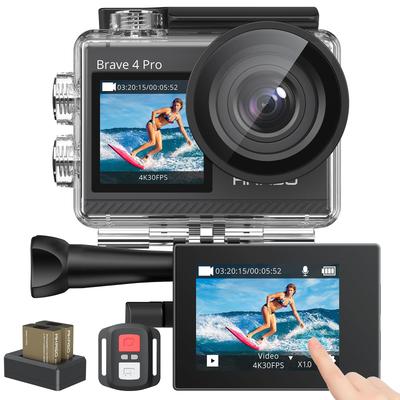 AKASO Brave 4 Pro Action 4K 20MP Dobbelt Farve 40M Undervandsbillede Ekstern Mikrofon HDMI 5x Fjernbetjening To 1350mAh Bred Bærbar og Omfattende