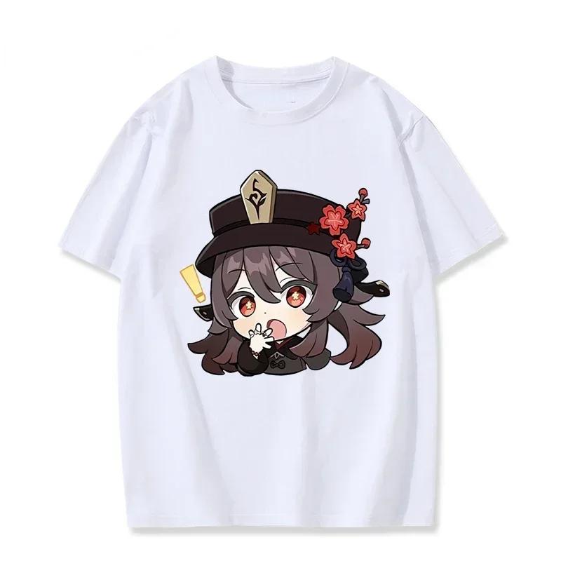 

Милая футболка Hutao Genshin Impact, женская одежда, уличная одежда, футболка с коротким рукавом Harajuku Hot Game, унисекс, одежда Y2k, топ XS