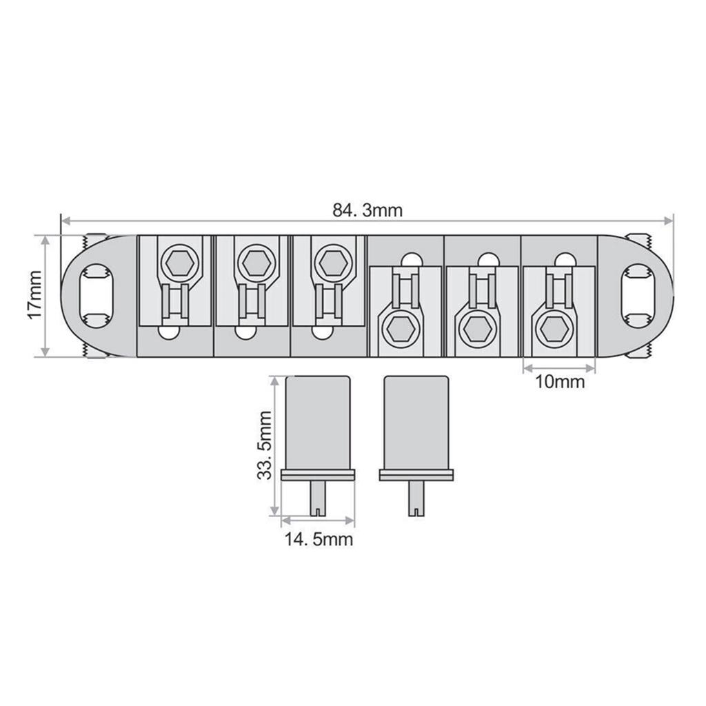 E-Gitarren-Brücke, Kordelzugplatte, obere und untere geteilte Brücke, Kugelrolle, verstellbar, 6 Stück