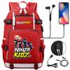 Print Kids Backpack with USB Charging Port, Teenagers School Bookbag, Lightweight Travel Daypack with Headphone Jack Anti-Theft Design