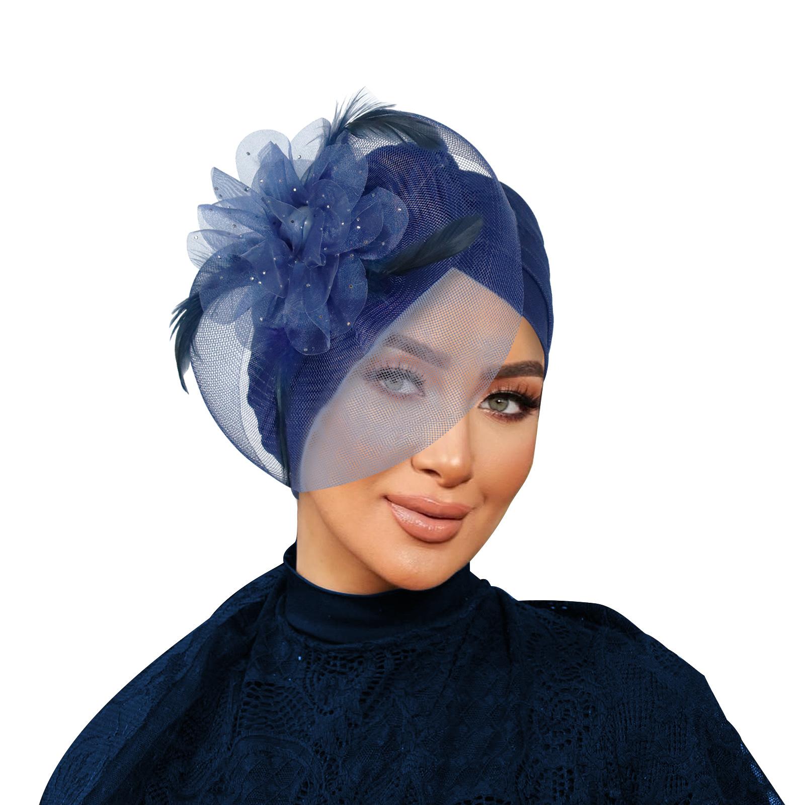 

Женский фасцинатор сетчатая вуаль цветок перо жемчуг бини