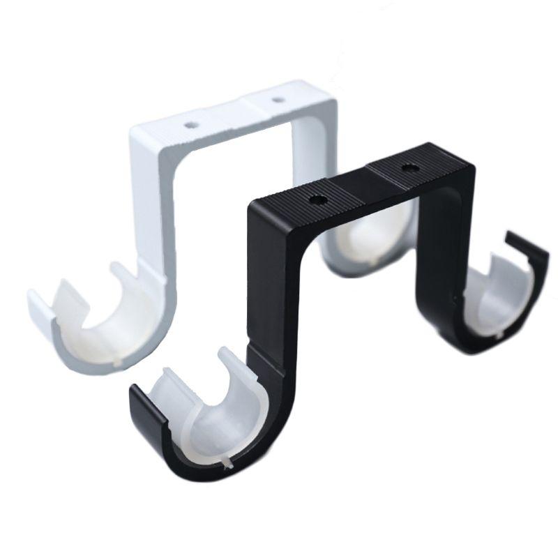 2 Pcs Hang Curtain Rod Holders Heavy Duty Curtain Drapery Rod Bracket Wall-Mounted Metal Double Rod Bracket