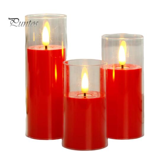 

3 шт. беспламенных светодиодных свечей на батарейках мерцающие свечи светодиодные свечи для украшения дома кафе ресторана красный