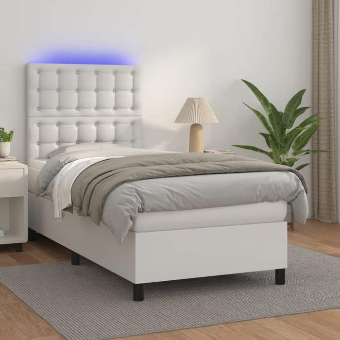 Sommier à lattes avec matelas - Maison Exclusive - LED colorée - Tête de lit réglable - 90x190 cm