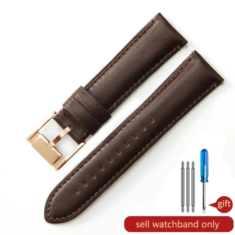 For Fossil Fs4813 Fs4735 Q Smart Series Men's Genuine Cow Leather  Sweatproof Breathable Watchbands with Needle Buckle  22 24mm