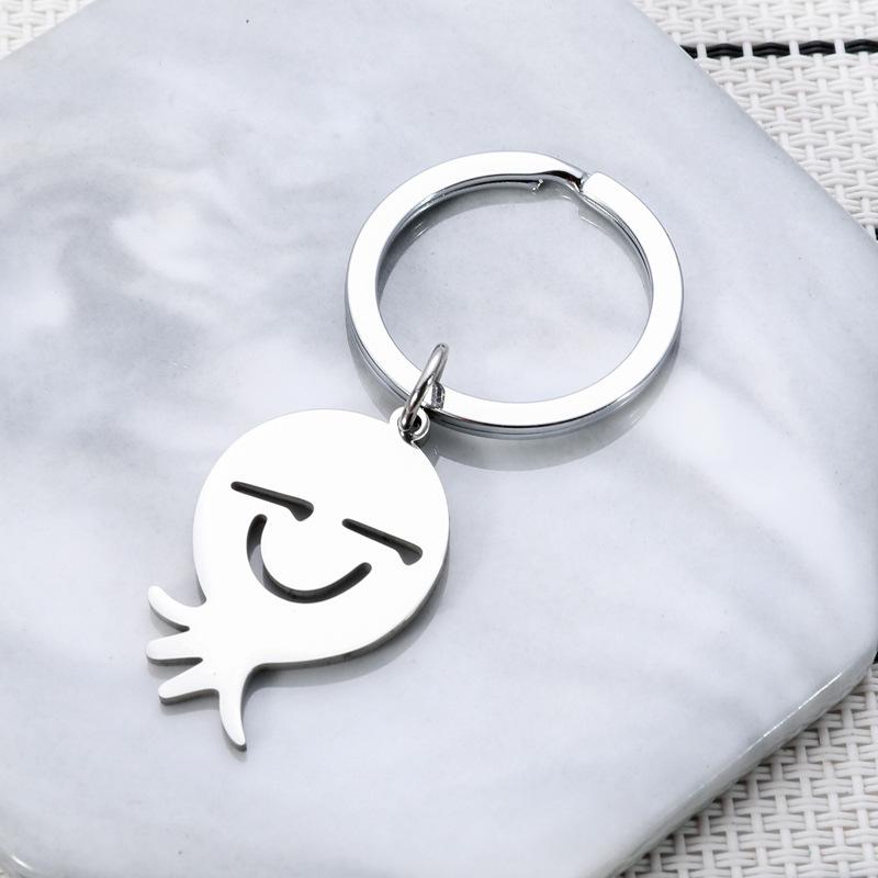 Funny Octopus Stainless Steel Keychain Simple Fashion Design Cute Cartoon Style Practical Backpack Pendant