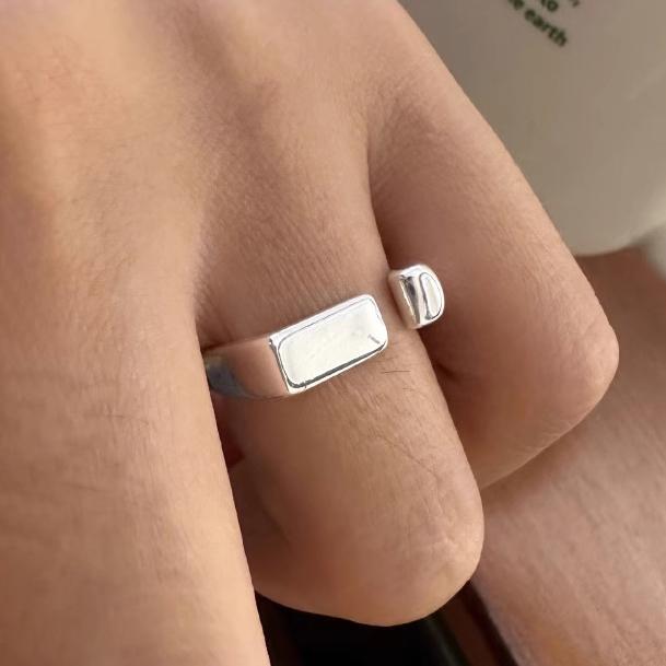 

PONYKISS Sterling Silver Minimalist Personality Geometric Rings for Women Trendy Opening Fine Irregular Accessories resizable