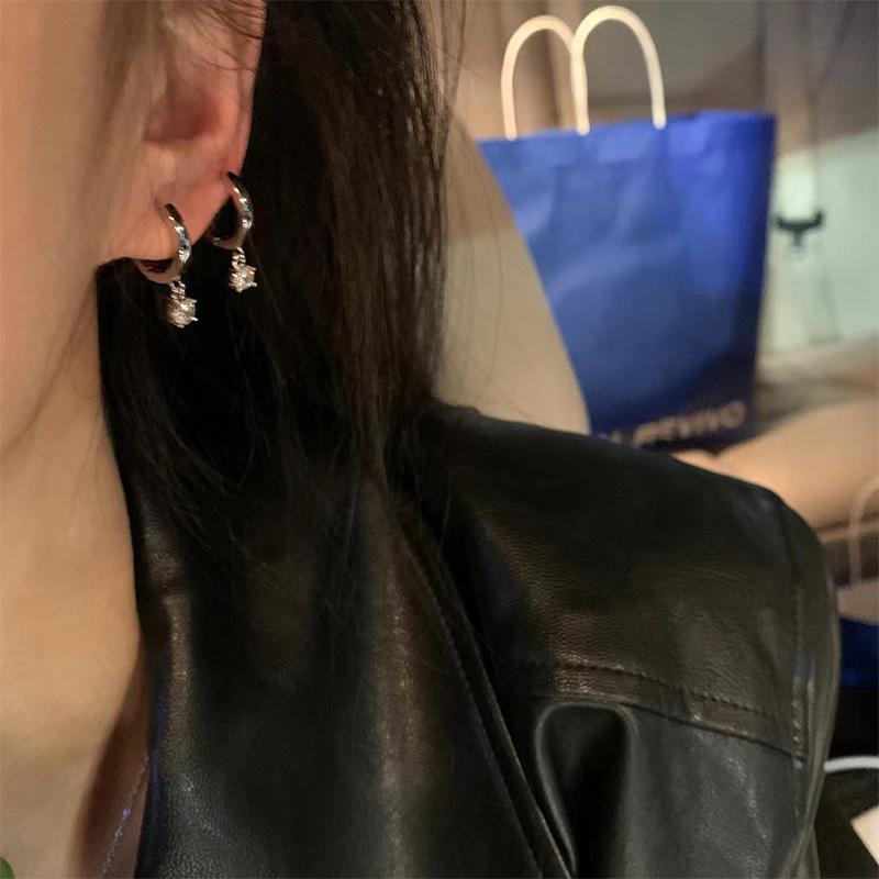 1Pair  Trend Shiny Zircon Hoop Earrings For Women Girls Exquisite Simple Earrings Wedding Jewelry Accessories Gifts