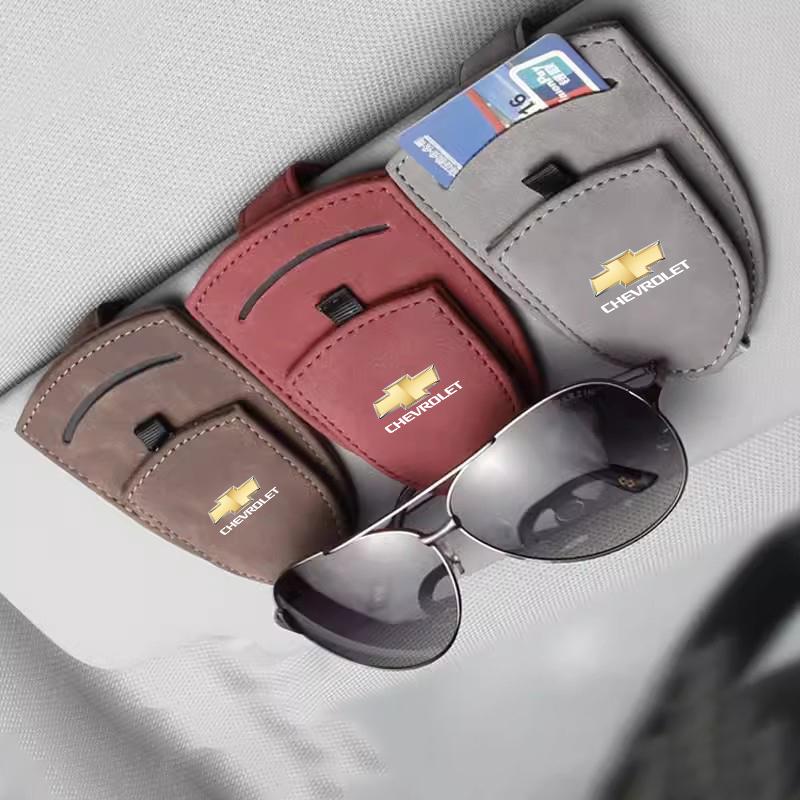 Car Sun Visor Glasses Box Sunglasses Clip Card Ticket Holder For Chevrolet Corvette Montana TrailBlazer Silverado Traverse Camar