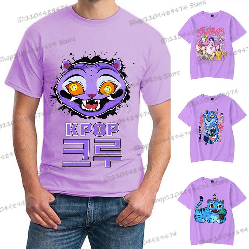 Hip Hop KPop Demon Hunters Women Streetwear T-shirts Casual Classic 2025 Summer Short Sleeves T Shirt Men Korean Anime Tees