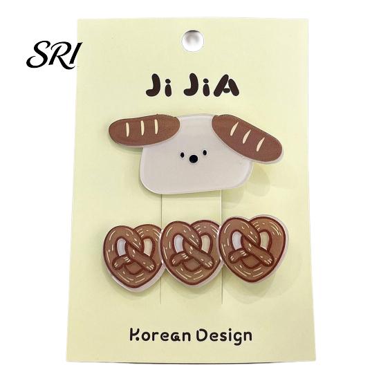 Cat Pattern Hair Pins 2/3Pcs Girl Hairpins Cats Puppies Rabbits Bread Broken Fixer Clips Smooth Edges Side Bang Accessories Puppy Design Hairpin F