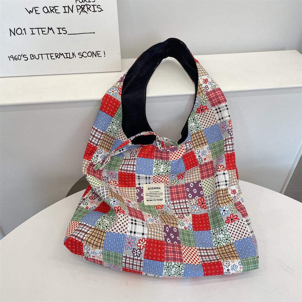 322 New Floral Canvas Bag, Front and Back Dual-purpose Shoulder Bag, Patterned Armpit Bag.