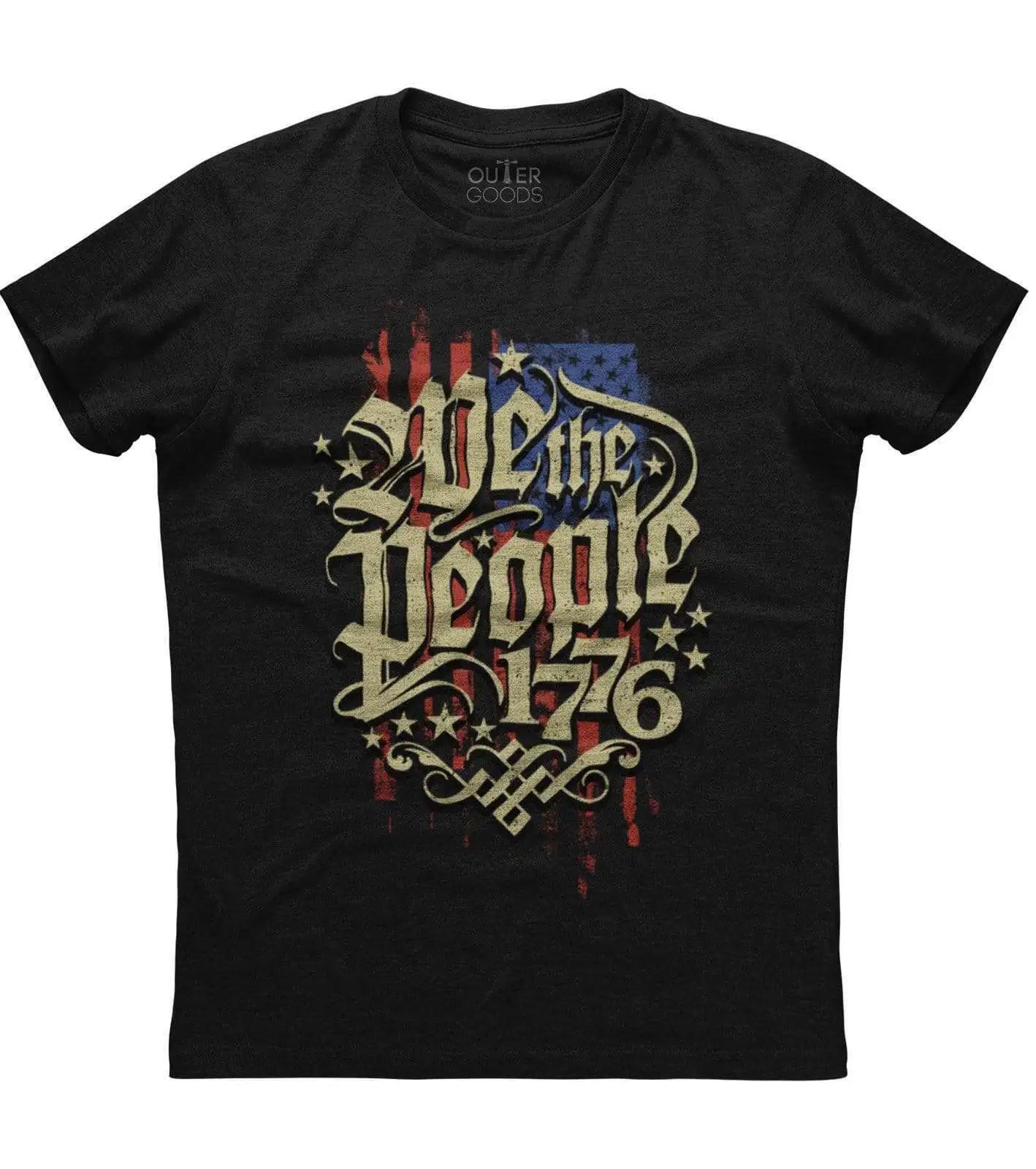We The People 1776 Distressed American Flag Patriotic TShirt 100 Cotton ONeck Short Sleeve Summer Casual Mens Tshirt S