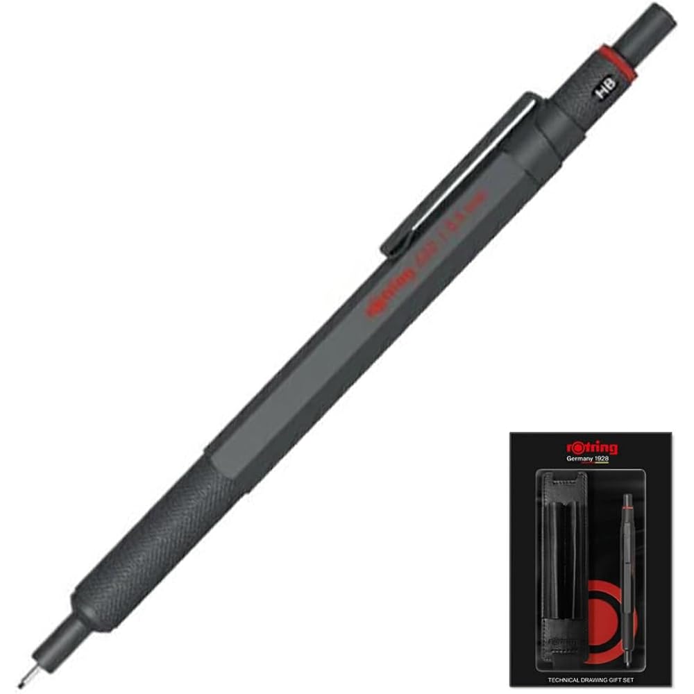 rotring rotring 1 bottle gift set 600 mechanical pencil pen pouch notebook (Darkstone 611940)