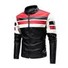 Giacca in Pelle Casual da Uomo Primavera e Autunno, Giacca in Pelle Moda Retro Splicing Locomotiva Giacca da Uomo