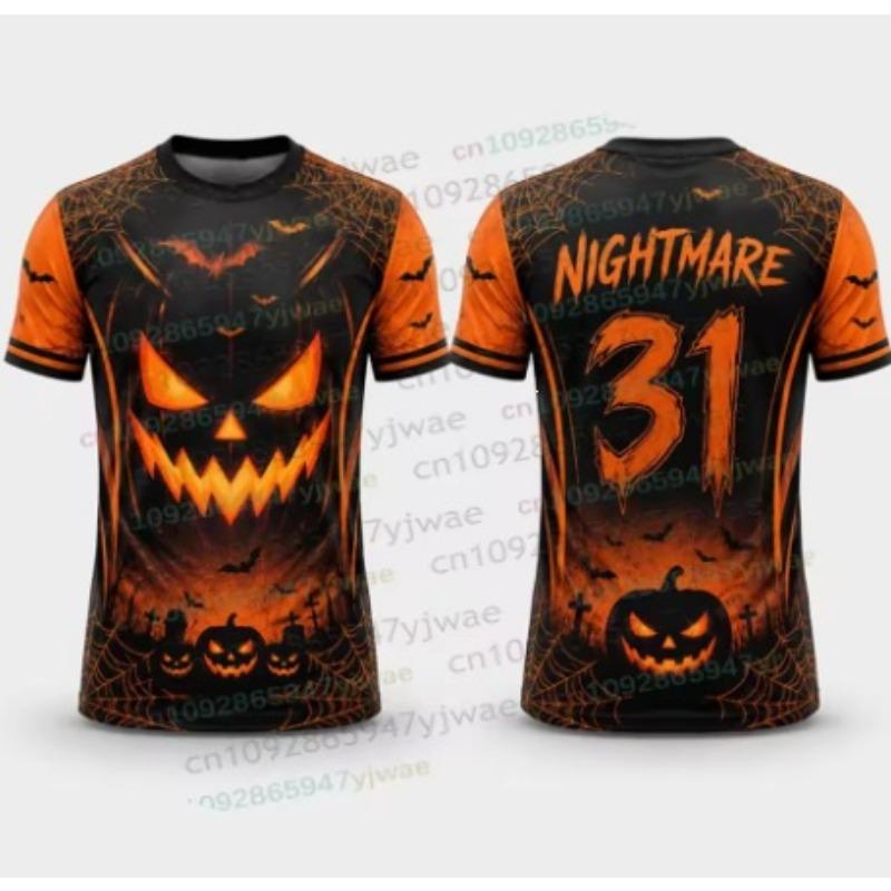 Ladies Halloween Fall Short Sleeve Pumpkin Bat 3D Printed Harajuku T-Shirt