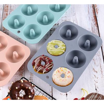 Moldă de silicon pentru gogoși, pentru copt, cu 6 forme, antiaderentă, pentru gogoși, face covrigi perfecte, tort, biscuiți, fără BPA