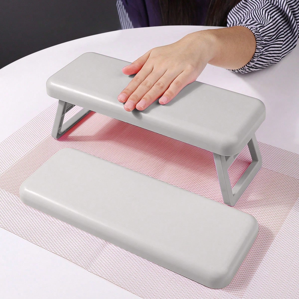 Repose-bras pliable pour ongles, Repose-mains pour technicien d'ongles, Support repose-mains macaron pour ongles en acrylique, Support portable pour mains en acrylique, Coussin repose-bras pour ongles gris