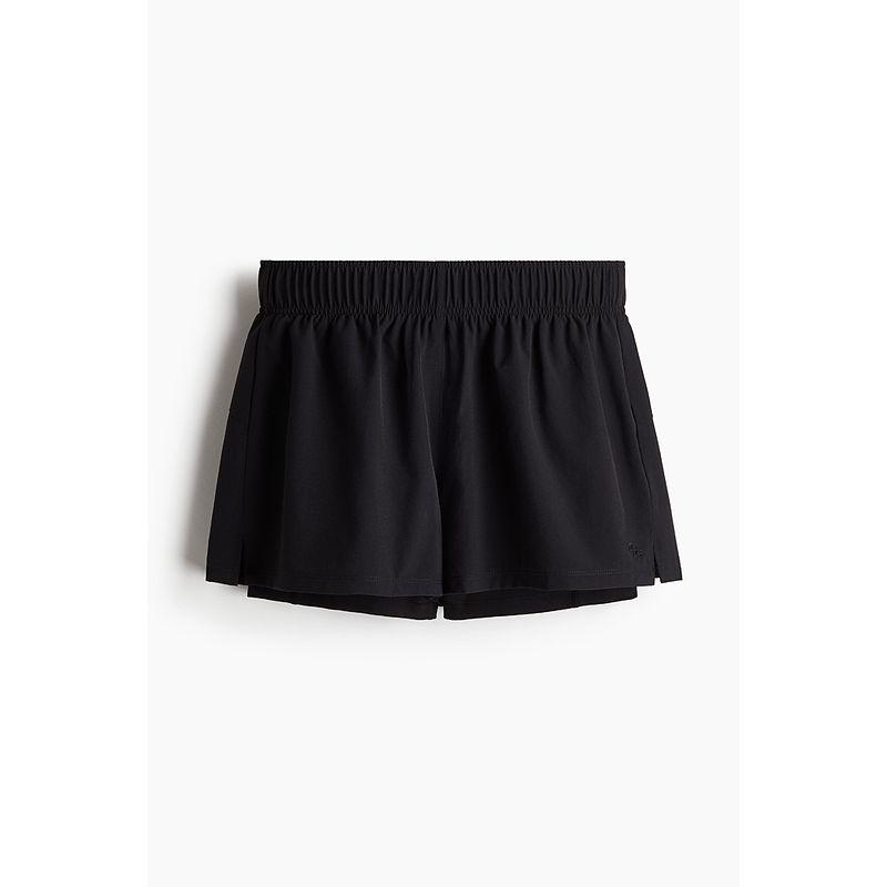 

[H & M Move Drymove™] 2025 New Fall Women s Clothing Double-Layer Running Shorts 1257849 Black 170/100(XL)