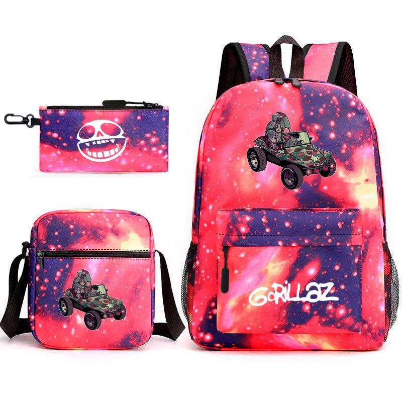 British virtual band trend heat transfer, primary and secondary school students schoolbag Gorillaz children's starry sky three-piece set, teenagers