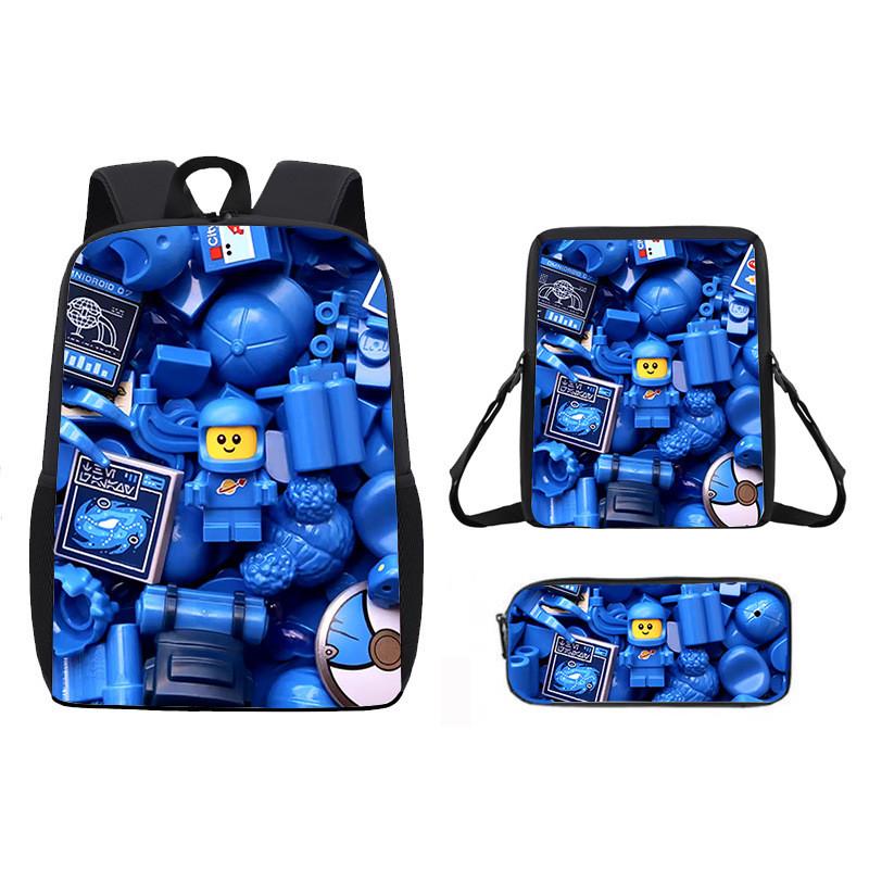 Pattern Roblox Cartoon Backpack Shoulder Bag Pencil Case Three Piece Set