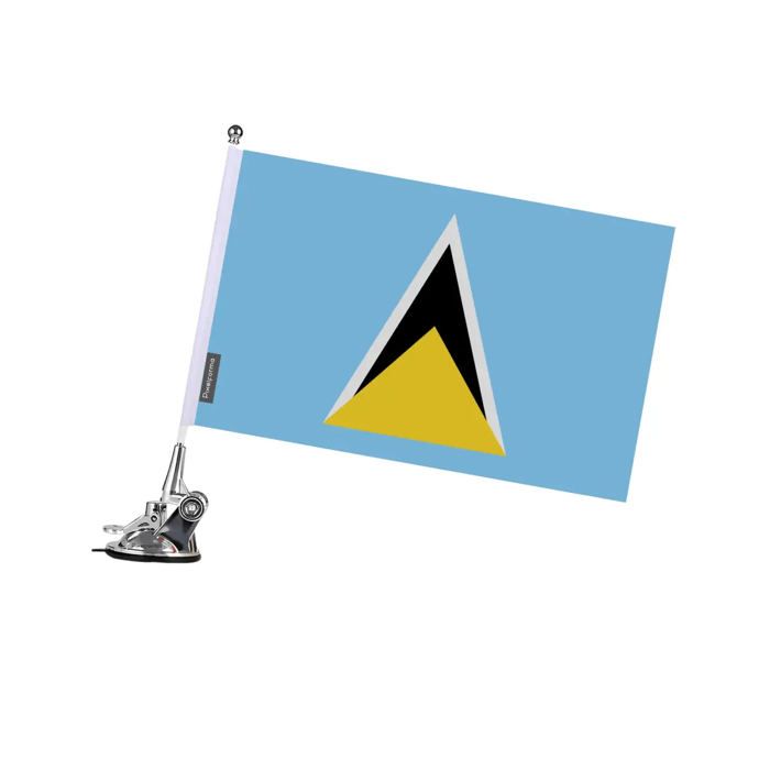 Drapeau - Sainte-Lucie - 27 X 35 Cm - Mât À Ventouse - Polyester - Impression Recto/verso
