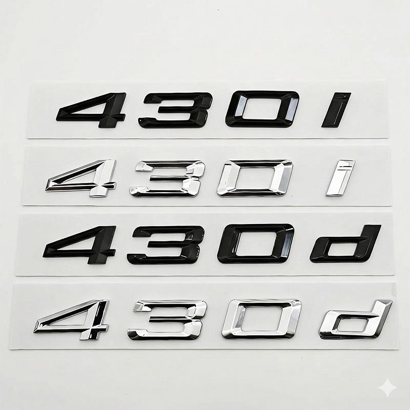 Glossy Black Chrome 430i 430d Trunk Letters Emblem Badge Logo Decal Sticker For BMW 4 Series F32 F36 G22 Car Styling Accessories Up2