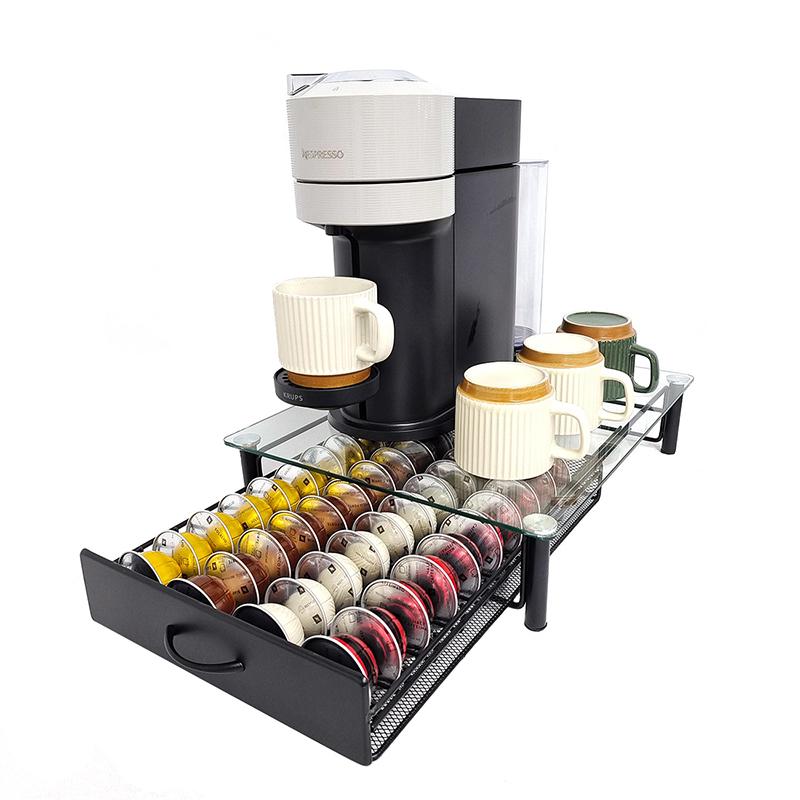40/60pcs Coffee Capsule Display Rack Storage Drawer Bar for Desktop Tea Bag Storage Box Coffee Machine Base Drawer Storage Rack