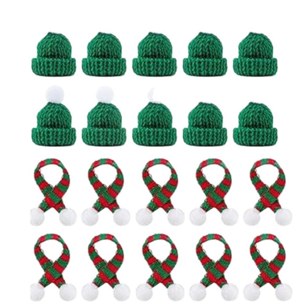 

Compact Size Christmas Scarf Set Mini Christmas Hat Green