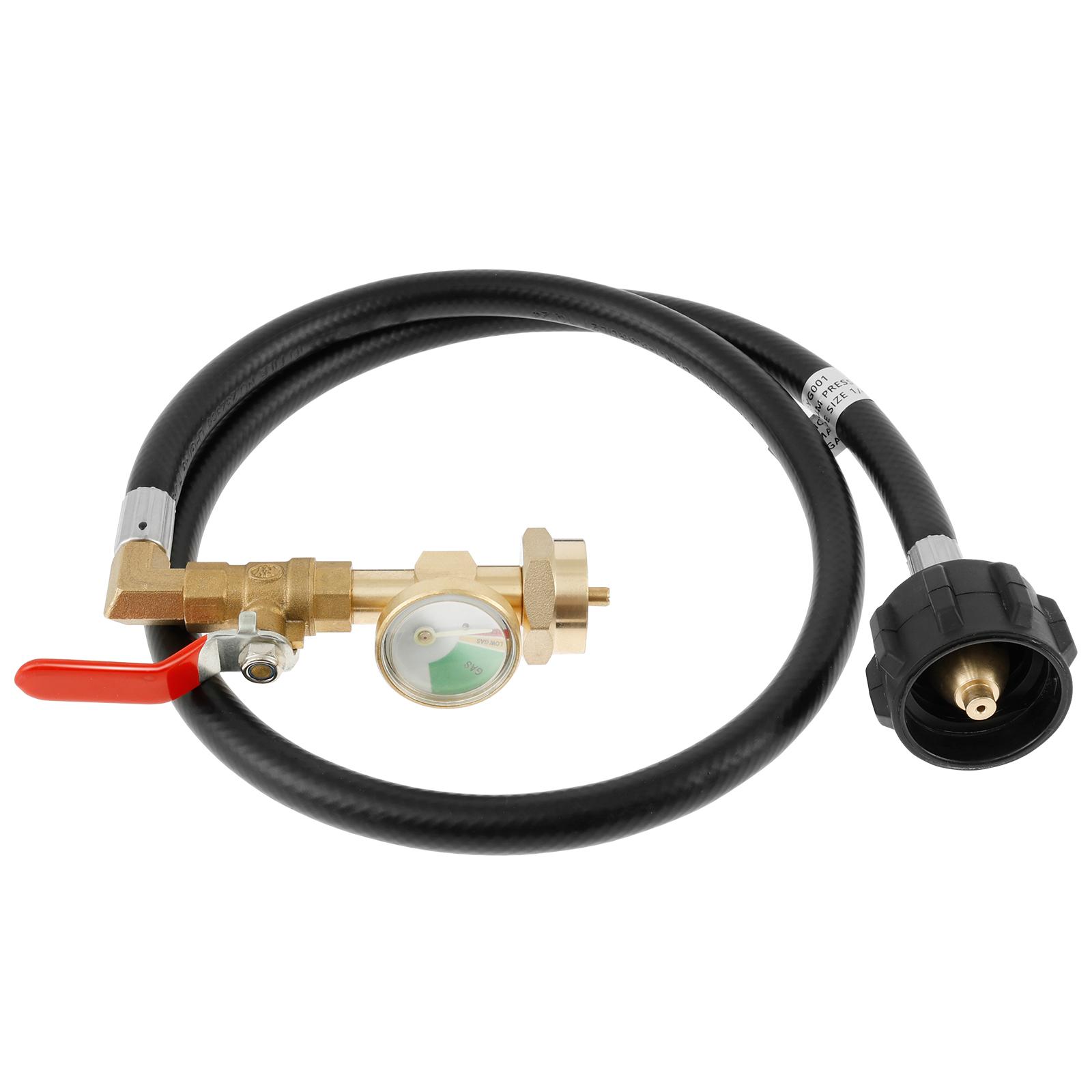 

5 футів Регулятор пропану з нержавіючої сталі та латуні та шланг 30 PSI Регульований Подовжувальний шланг Мідний шланг для заправки пропаном для індички фрі