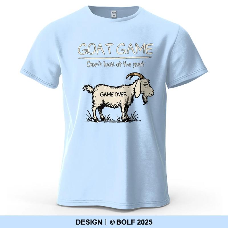 Goat Game Cartoonish Printed Men's T-Shirt 100% Cotton Oversized Humorous Graphic Tees Tops Casual Streetwear