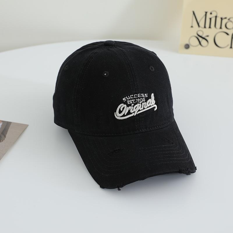 New High Quality Embroidered Letter Baseball Cap for Girls' Japanese Wide Brim Slim Soft Top Hat Pure Cotton Versatile Duck Tongue