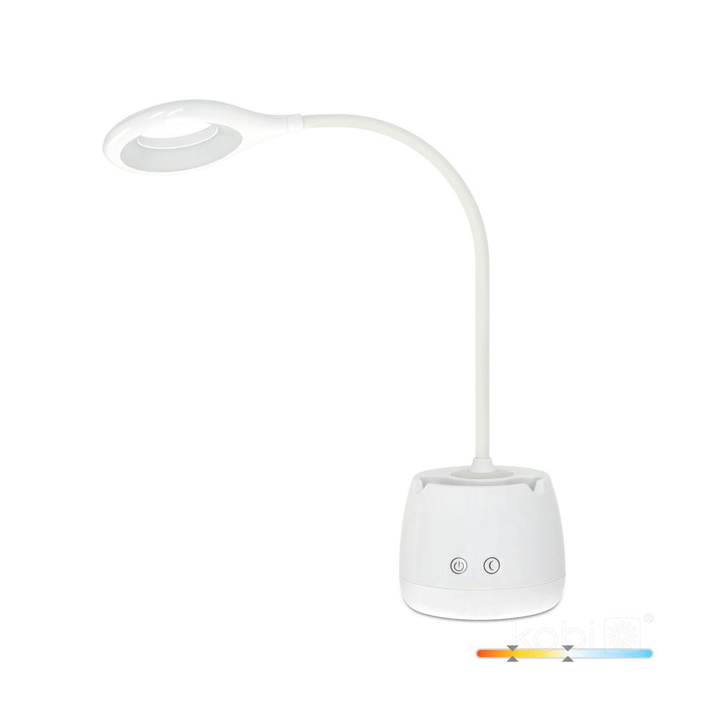 5W Rechargeable White LED Desk Lamp with 360° Adjustment and Space for a Phone