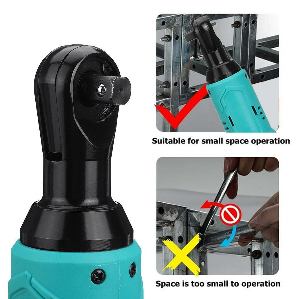25V 3/8" Scaffolding 90N.m Right Angle Wrench To Removal Screw Nut Car Repair Tool & 2 Battery Electric Wrench Cordless Ratchet