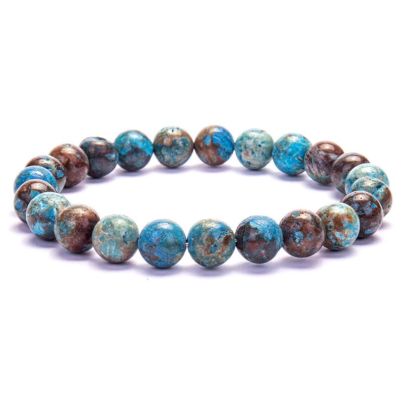 New European & American Style Cross Bracelet, 8MM Natural Stone Beaded Fashion Accessory