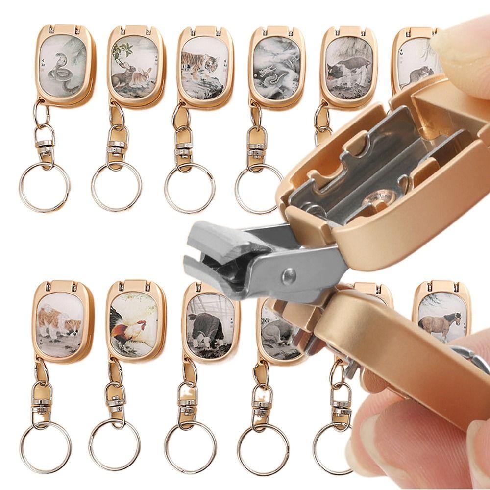 

Foldable Nail Clipper Stainless Steel Fingernail Trimmer Luggage Compartment Keychain for Unisex Pig