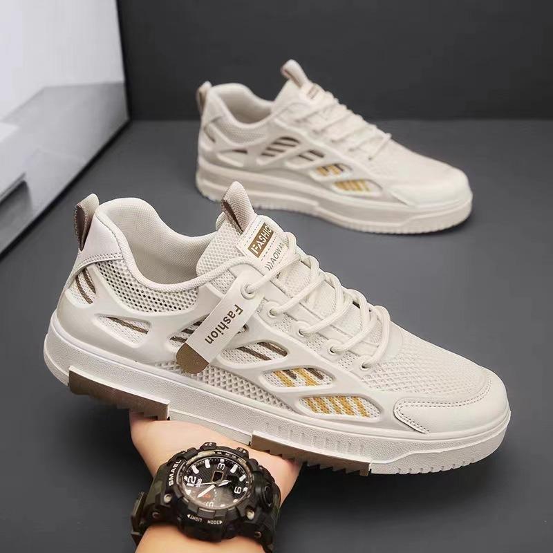 Men's Shoes Summer Breathable Mesh Mesh Shoes Trend Versatile Casual Board Shoes Student Sports Soft Sole White Tide Shoes