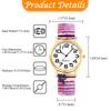 Women's Bohemian Watch with Elastic Strap and Arabic Numerals: One Size Fits Most, Floral Print, Waterproof Quartz Watch with Stretchable Stainless