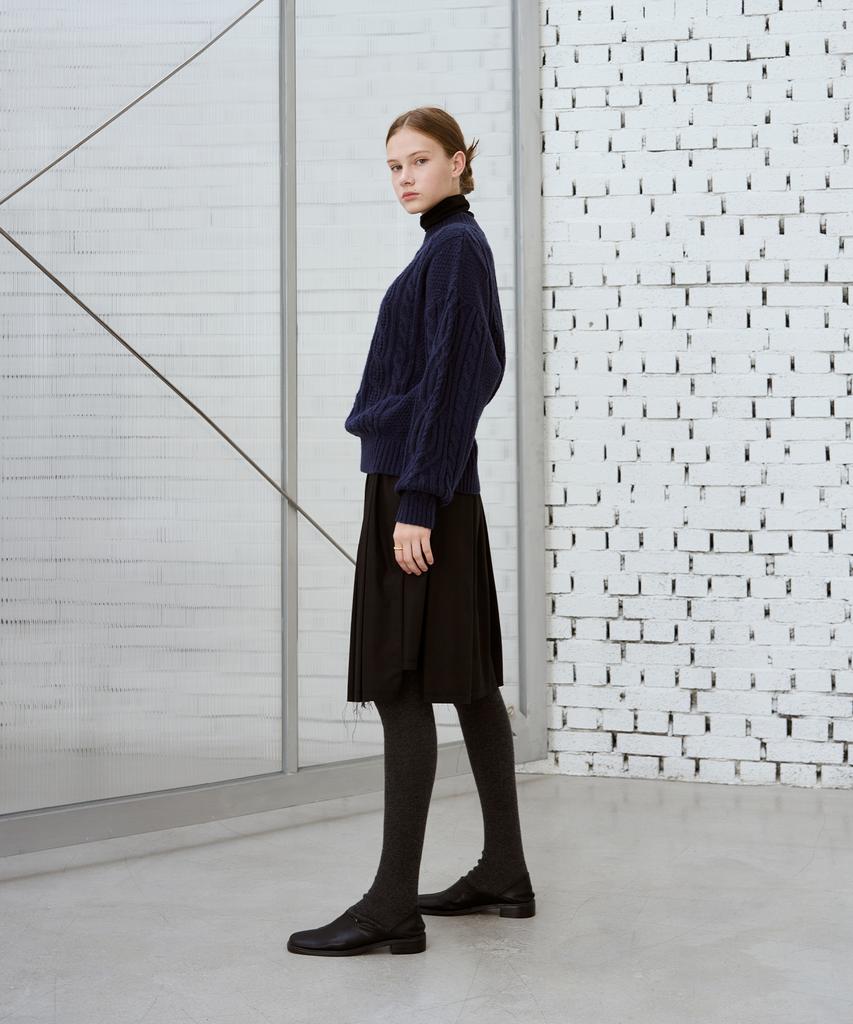 Deuloupisumeon Mohair Cable Pullover Knit [Navy]