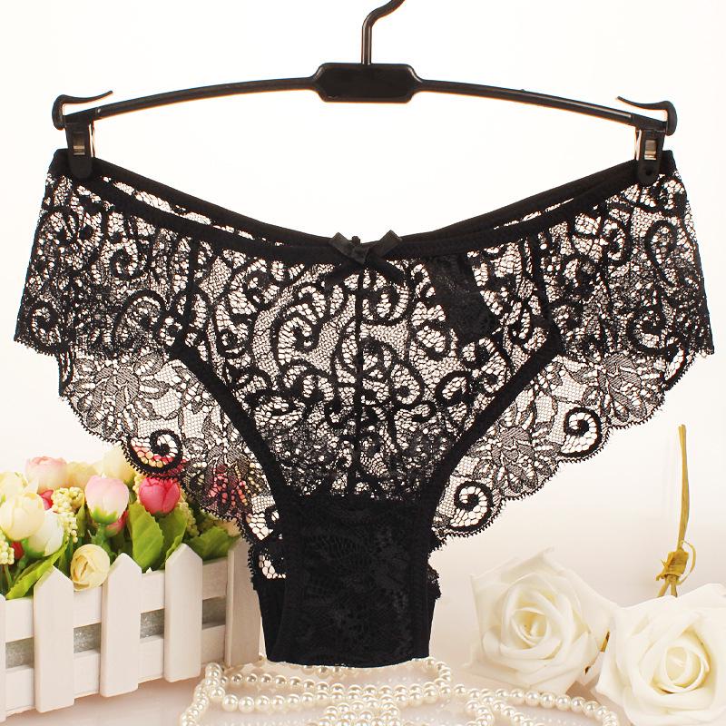 European & American Seamless Lace Mid-Waist Plus Size Sexy Lingerie Panties for Women