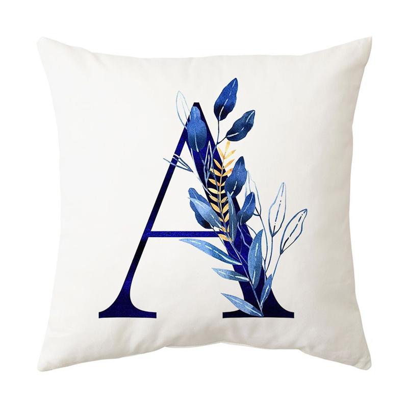 Blue Letter Printing Pillowcase Home Living Room Sofa Car Bedroom Decorative Pillowcase Pillowcase