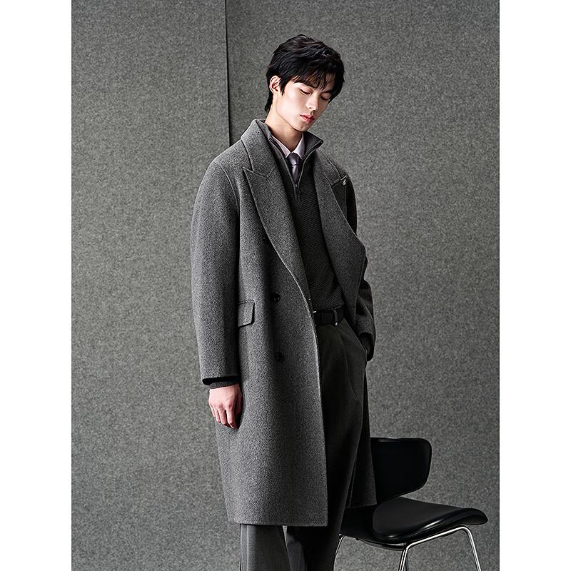 GXG Men's Tencel Wool Double-Breasted Overcoat