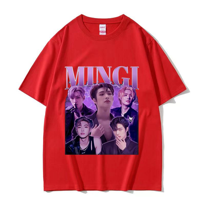 Korean Band Mingi Ateez Print Graphic Tee Shirt Unisexs Hip Hop Kpop ONeck Clothing Tshirt Unisex 100 Cotton Oversized T Shirts