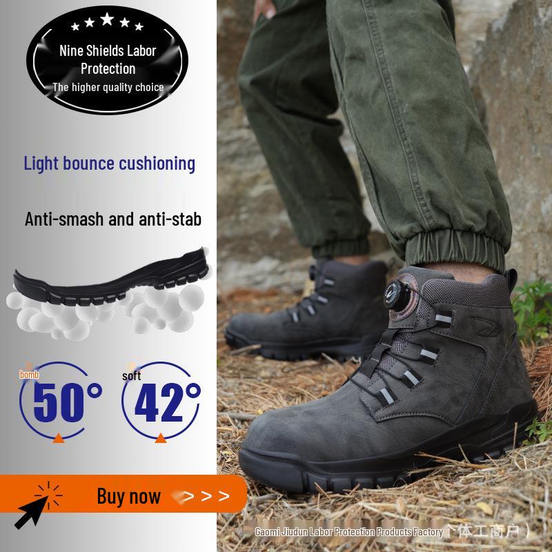 Durable Steel Toe Work Shoes: Wear-Resistant, Water-Repellent Microfiber Leather, Anti-Smash & Puncture, Comfortable for Long Standing.