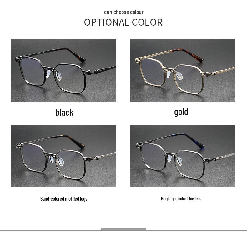Yuanzaki Anti-Gang Pure Titanium Retro Square Eyeglasses - Handmade Prescription Frames