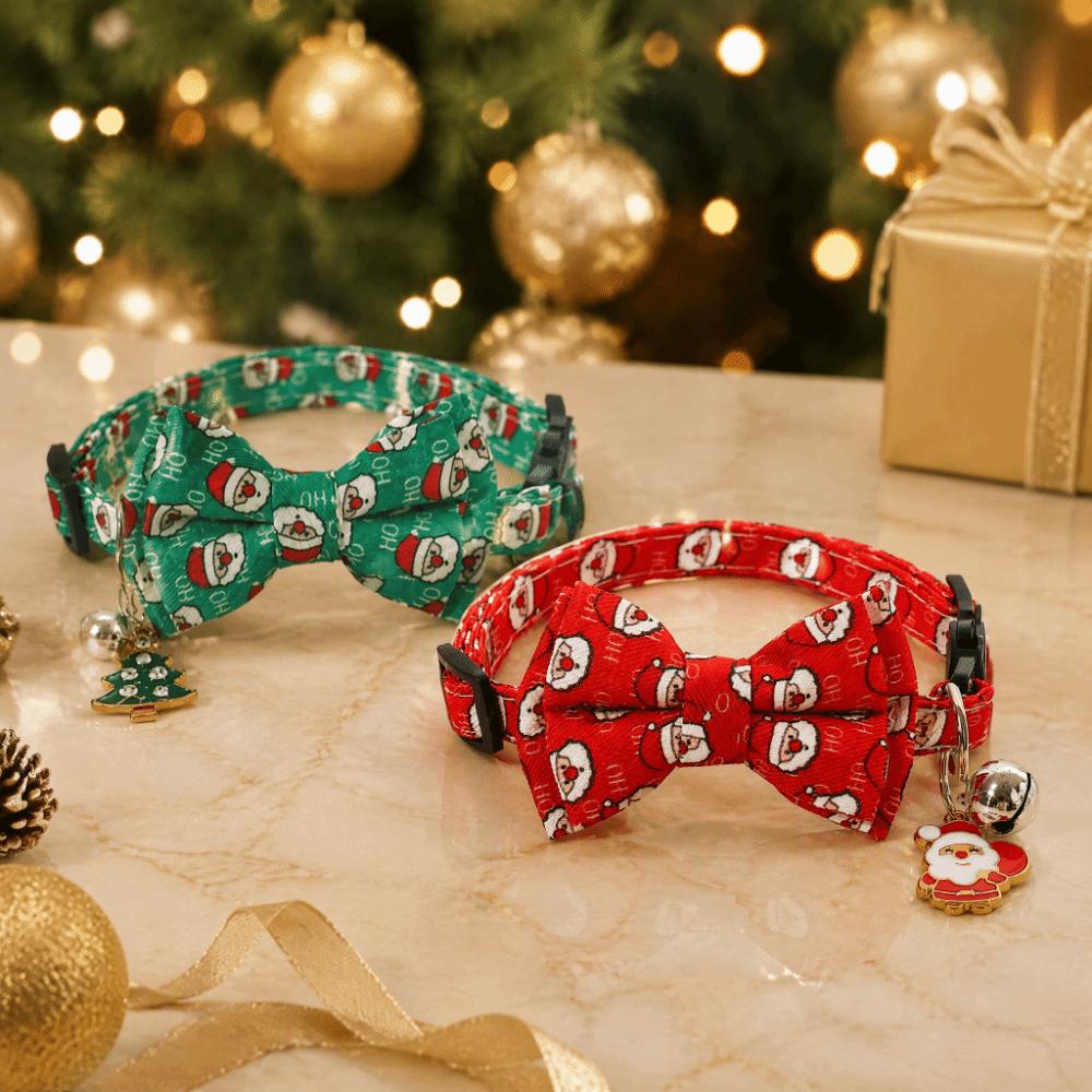 Adjustable Christmas Cat Collar Detachable Safety Breakaway Collar Pet Bow Tie Collar Daily