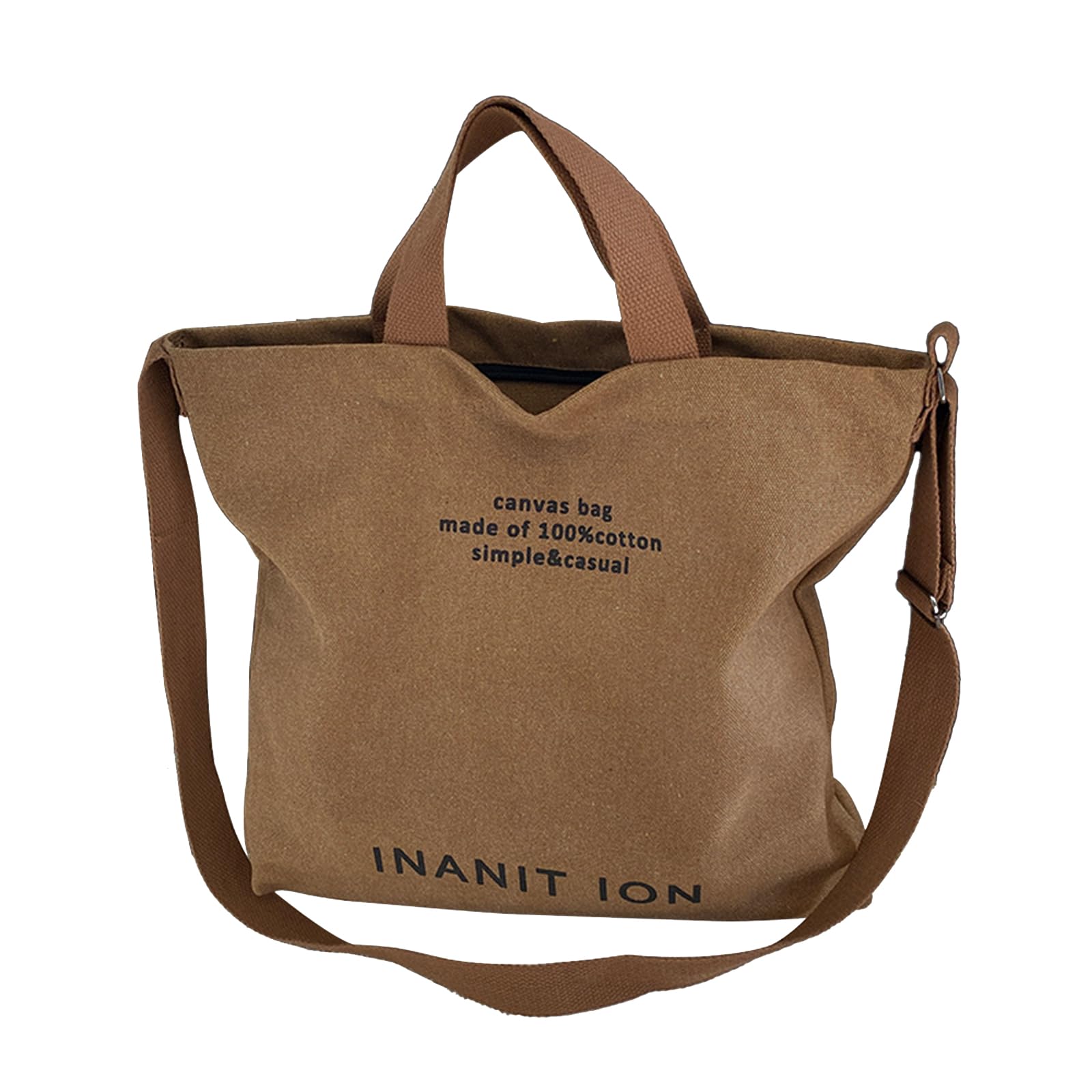 

Сумка-тоут через плечо большая с плечевым ремнем для поездок на работу или TTB01 [maytopia] сумка, сумка, сумка, женская сумка, женская, на молнии, вместимость, A4, холщовая, кофейный