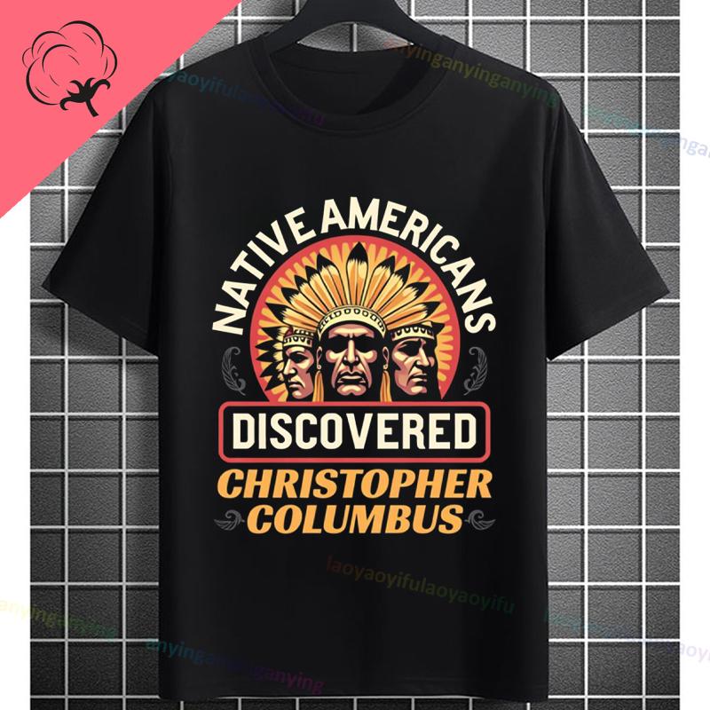 Funny Historical Columbus Voyage Graphic Tshirt Pure Cotton Short Sleeve Crewneck Tee for History Buffs Everyday Casual Wear
